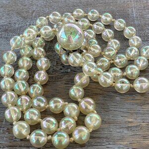 Vintage Iridescent Soap Bubble Bead Double Strand Necklace